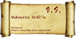 Vukovits Irén névjegykártya